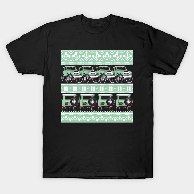 FJ40 Christmas Sweater Spring Green T-Shirt by Bulloch Speed Shop